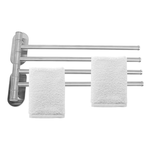 Stainless Steel Towel Rack, 4 Arm, Wall Mounted, Space Saving, Swing Out, Swivel, Bathroom Towel Holder, 304 Stainless Steel, for Bathroom Organization (4 Arm) - size: 4 Arm
