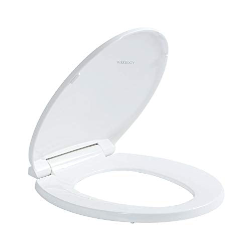 Round Toilet Seat with Lid, Slow Close Seat, Plastic, White | Quiet Close, Easy to Clean, Fit All Standard Round Toilet, Two Sets of Parts, High-Strength PP Plastic