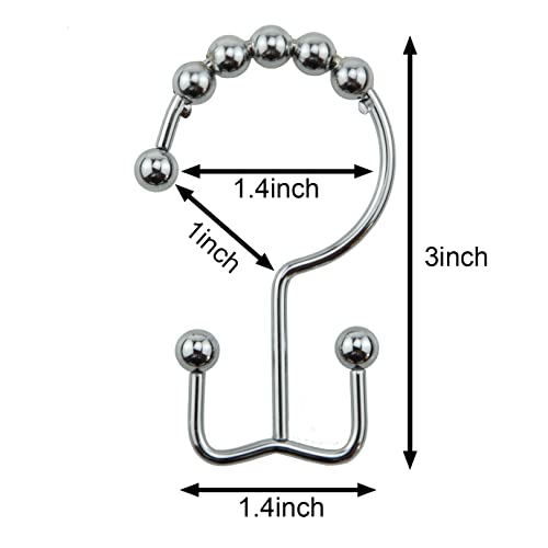 Shower Curtain Hook yyangz 12PCS Chrome Color Stainless Steel Shower Curtain Rings, Metal Double Glide Rollers Shower Hooks for Bathroom Shower Curtain Rods,Double Shower Hook - color: Chrome Color