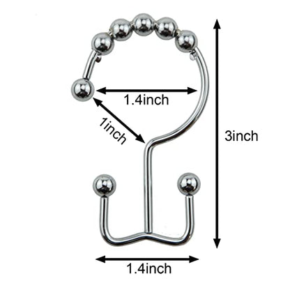 Shower Curtain Hook yyangz 12PCS Chrome Color Stainless Steel Shower Curtain Rings, Metal Double Glide Rollers Shower Hooks for Bathroom Shower Curtain Rods,Double Shower Hook - color: Chrome Color
