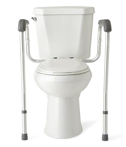 Medline Toilet Safety Rail with Arms - Foldable Aluminum, Sturdy & Secure, Elderly Assistance