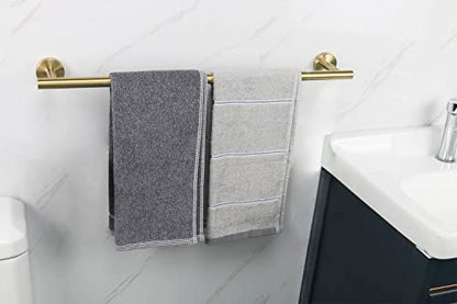 TocTen Bath Towel Bar - Thicken SUS304 Stainless Steel Bathroom Towel Holder, Towel Rod for Bathroom Heavy Duty Wall Mounted Towel Rack Hanger (24IN, Gold) - color: Gold, size: 24IN