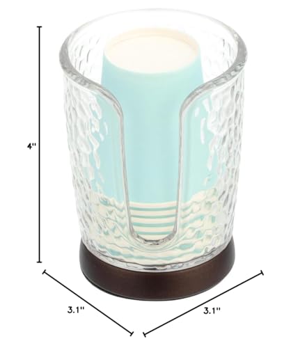 iDesign Rain Disposable Paper and Plastic Cup Dispenser Holder for Master, Guest, Kids' Bathroom Vanity and Countertops, 3.10" x 3.10" x 4", Clear and Bronze - color: Clear/Bronze