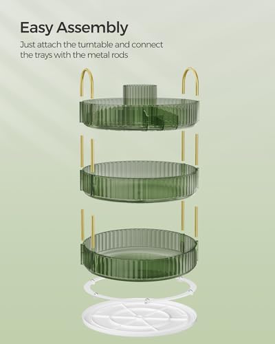 SONGMICS Makeup Organizer, 3-Tier Countertop, Customizable, Pale Green | Customizable skincare organizer countertop, round rotating, toiletries vanity organizer, lazy susan, gift UJKA011C01 - color: Pale Green, style: Round