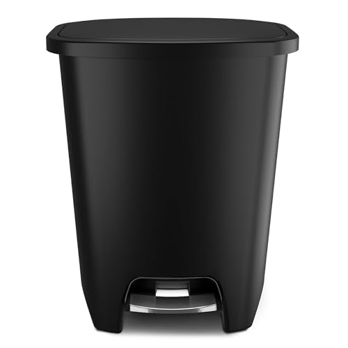 Glad Premium Trash Can with Clorox Odor Protection, 20 Gallon, Black | Plastic Kitchen Waste Bin | Hands Free with Stainless Steel Foot Pedal and Garbage Bag Rings - color: Black-Premium, size: 20 Gallon