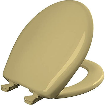 Bemis Classic Colors Slow Close Toilet Seat, Easy Clean Hinges and Durable Plastic Seat, Made in USA, Round, Harvest Gold - color: Harvest Gold, size: Round