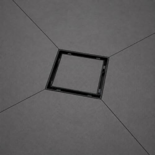 Tile Insert Square Shower Drain 6 in with Strainer, Matte Black | SUS 304 Stainless Steel, Removable Grate & Hair Strainer Design, for Bathroom, Kitchen, Balcony, Garage, Basement, Toilet - color: Matte Black, size: 6-Inch