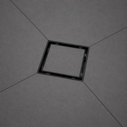 Tile Insert Square Shower Drain 6 in with Strainer, Matte Black | SUS 304 Stainless Steel, Removable Grate & Hair Strainer Design, for Bathroom, Kitchen, Balcony, Garage, Basement, Toilet - color: Matte Black, size: 6-Inch