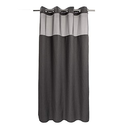 River Dream Waffle No Hook Shower Curtain with Liner,Graphite Grey,54x80 | Dotted Waffle,Snap-in Liner,Heavy Duty,Quick Dry,Mesh Top Window,With Bottom Magnets,Hotel-Grade,Washable,Stall Long Size - color: Graphite Grey, size: 54"W x 80"L (Pack of 1)