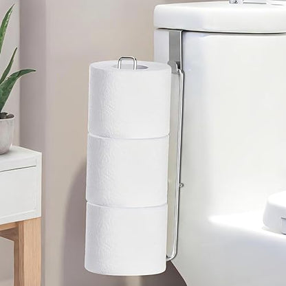 Silver Toilet Paper Holder with 3 Rolls Reserve, Stainless Steel Toilet Paper Holder Wall Mount, Over The Tank Bathroom Organization, Brushed Nickel and Chrome Tissue Holder for RV, Restrooms, 1Pcs - color: Silver, 1pcs, 12.99in