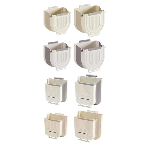Foldable Wall Mounted Trash Bin Hanging Kitchen Bathroom Garbage Bin Space Saving Large Capacity Waste Can Modern Design Hanging Kitchen Garbage - color: Light Grey, size: F