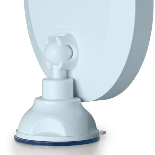 Zadro Zado 8.25-Inch x 6.9-Inch Round LED Lighted Wall Mounted Suction Cup Makeup Mirror with 10X Magnification and Touch Controls (French Blue) - color: French Blue