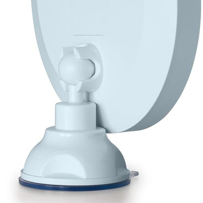 Zadro Zado 8.25-Inch x 6.9-Inch Round LED Lighted Wall Mounted Suction Cup Makeup Mirror with 10X Magnification and Touch Controls (French Blue) - color: French Blue