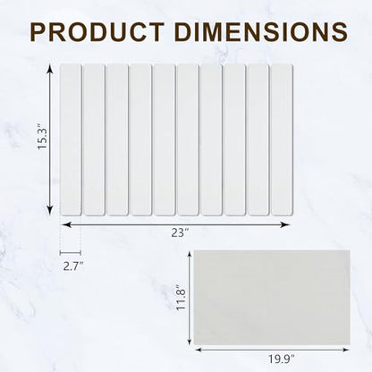 Large Stone Dish Drying Mat for Kitchen Counter, 24"×16" Quick Dry Collapsible Diatomaceous Earth Mat – Super Absorbent Foldable Drying Pad for Dishes (White, 23.2" x 15.4") - color: White
