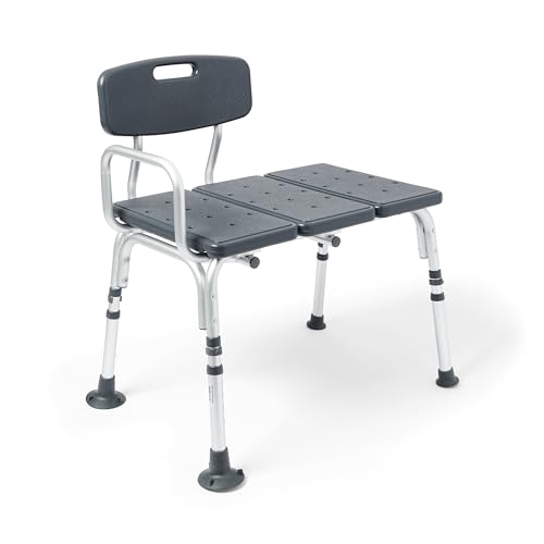 Medline Tub Transfer Bench and Shower Chair with Microban Antimicrobial Protection, Adjustable Shower Bench and Bath Seat for Seniors and Elderly, 350 lb. Weight Capacity, Gray - color: Gray