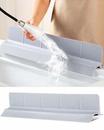 Kitchen Sink Splash Guard 23" 18" 30" Self-Draining Silicone Water Guard with High Splash Wall & Strong Suction Cups for Faucet, Countertop & Sink Edge, Keeps Sinks Dry, Dishwasher Safe, Gray - color: Gray, size: 23" x 3.5"