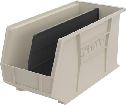 Akro-Mils 30265 AkroBins Plastic Storage Bins, 18"x8.25"x9", Stone, 6-Pack | Space-Saving Stackable Bins for Garage, Pantry, Craft Organization - color: Stone