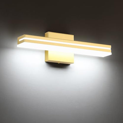 SineRise 16-Inch LED Modern Bathroom Vanity Light Bar, Gold Modern Acrylic Bathroom Wall Lighting Fixtures Over Mirror (Cool White 6000K) - color: Gold-Cool White, size: 16-Inch