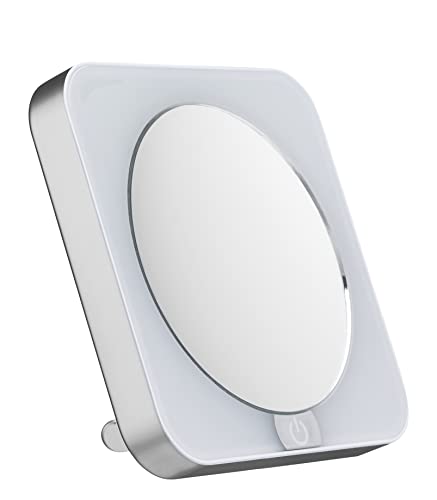 Conair Lighted Makeup Mirror, LED Vanity Mirror, 12X Magnifying Mirror, Compact Travel Mirror with Suction Cup, Battery Operated in White - size: 1.8"L x 4.4"W, style: Suction Cup Mirror