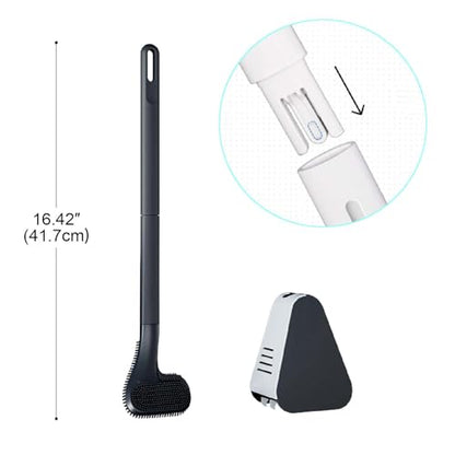 Toilet Brush, Long Handle Golf Toilet Brush with Holder 360° Deep Cleaning Flexible Silicone Toilet Cleaner Brush Wall Mounted for Bathroom (2Pcs Black) - color: 2pcs Black