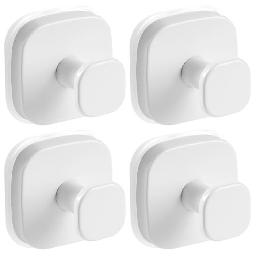 Suction Cup Hooks for Shower, No-Drill Towel Hooks for Bathrooms, Kitchen, Glass Door, Mirror, Tile, Shower Suction Hooks for Hanging Towels, Robe, Loofah, Wreath (White, 4 Pack) - color: White, size: 4 Pack