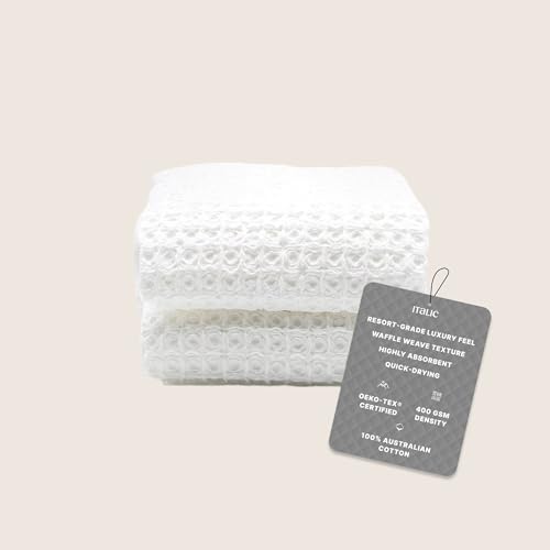 Sedona Waffle Hand Towels – 410 GSM 100% Cotton, Set of 2, Lightweight, Quick-Drying & Textured Towels, White - color: White, style: Hand Towel (Set of 2)