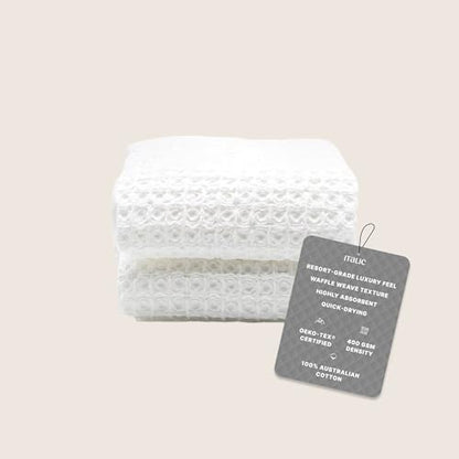 Sedona Waffle Hand Towels – 410 GSM 100% Cotton, Set of 2, Lightweight, Quick-Drying & Textured Towels, White - color: White, style: Hand Towel (Set of 2)