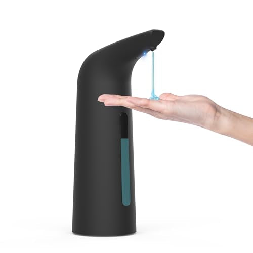 Automatic Liquid Soap Dispenser, 4-Level,13.5oz Touchless | Plastic,400ml Black Electric Battery Operated Hand & Dish Countertop Soap Dispensers with Sensor for Bathroom,Kitchen Sink - color: Black, style: Battery