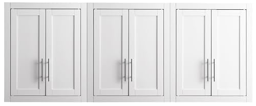 Crosley Furniture Savannah 3-Piece Wall Storage Cabinet, Cabinets for Laundry, Bathroom, Kitchen, White - color: White, style: 3-Piece Kitchen Cabinet