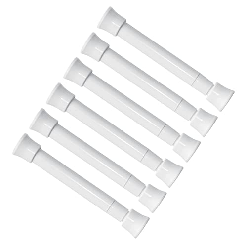 KXLife Smallest Spring Tension Curtain Rod 5.25 to 7.5 Inch, 6 Pack, White | Adjustable Mini Tension Rod, Tension Mounted No Drill, Fit for Narrow Window, Sidelight, Cupboard Dividers - color: White-6 Pcs, size: 5.25-7.5 Inch