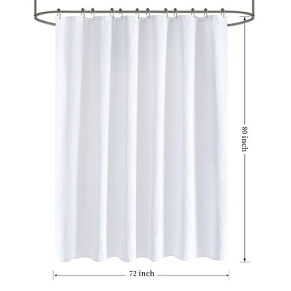 Tititex Solid White Cloth Fabric Shower Curtain Liner with 2 Magnets - Texture Pressure Bubble Soft Hotel Quality Waterproof Shower Liner, Light-Weight & Machine Washable 72x80 inch - color: White, size: 72"W x 80"L (Pack of 1)