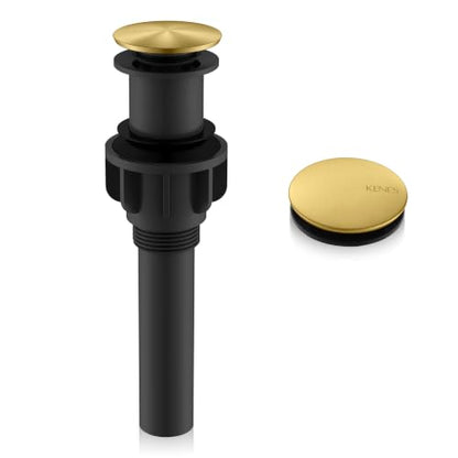 Pop Up Bathroom Sink Drain Without Overflow Brushed Gold Pop Up Drain | Bathroom Vanity Sink Drain Assembly, Built-in Anti-Clogging Strainer, Plastic Pop Up Drain for Bathroom Vanity Vessel Sink - color: Brushed Gold, size: Big Pop up Cap (Without Overflo
