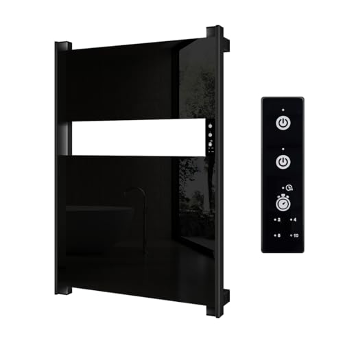 Heated Towel Rack for Bathroom, Towel Warmer with Timer Wall Mounted, Electric Towel Warmer, Bath Towel Heater with Black Tempered Safty Glass, Graphene, Towel Drying Rack- 26.8 x18 inch(Black) - color: Black, size: 26.8" × 18"
