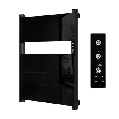 Heated Towel Rack for Bathroom, Towel Warmer with Timer Wall Mounted, Electric Towel Warmer, Bath Towel Heater with Black Tempered Safty Glass, Graphene, Towel Drying Rack- 26.8 x18 inch(Black) - color: Black, size: 26.8" × 18"