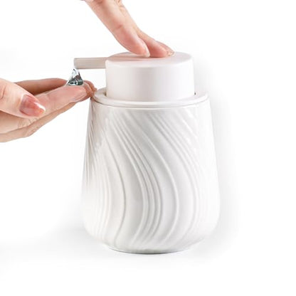 Agyiuns soap Dispenser Ceramic Lotion Dispenser with Easy-to-Press Pump for Bathroom 13.5 oz refillable Liquid Hand soap Dispenser for Hand sanitizers (Liquid-White) - color: Liquid-white