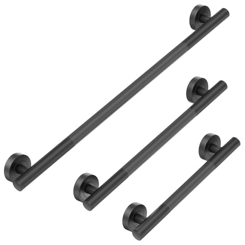 Lava Odoro Black Shower Grab Bars, 3 Pack Stainless Steel Bathroom Safety Grab Bar 36" 24" 18", Upgrade Anti-Slip Knurling Shower Grab for Bathtub, Shower Handles for Elderly Handicap, ADA Compliant - color: Matte Black, size: 3 Pack 18 inch, 24 inch, 36