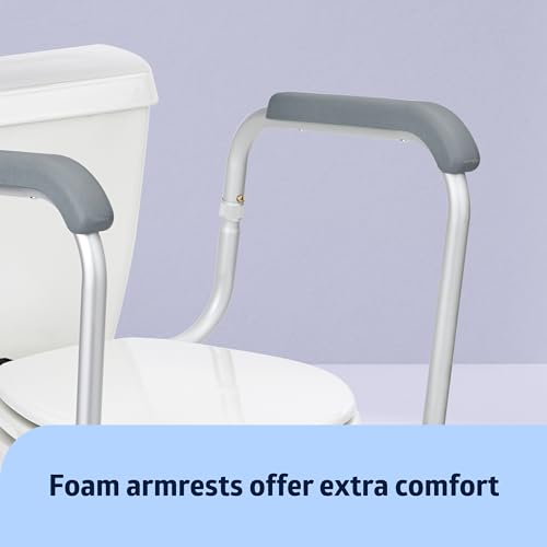 Medline Toilet Handle Safety Rail, Grab Bar for Bathroom, 26" to 31" Adjustable Height, 250-lb. Capacity, Aluminum