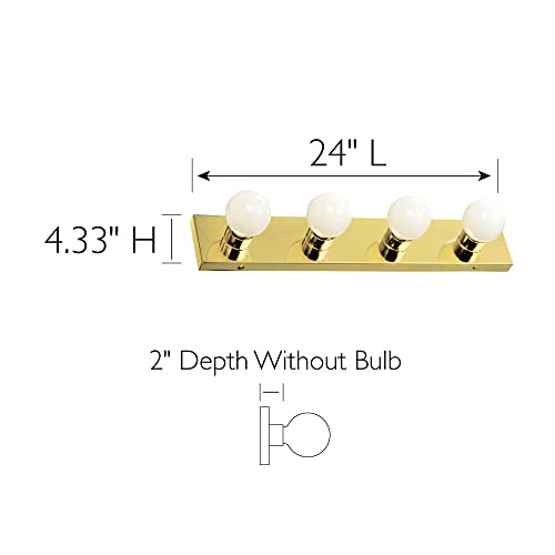Design House 500868 4-Light Vanity Strip Light Contemporary Dimmable for Bathroom, Bedroom, Makeup Vanity, Polished Brass - color: Polished Brass