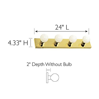 Design House 500868 4-Light Vanity Strip Light Contemporary Dimmable for Bathroom, Bedroom, Makeup Vanity, Polished Brass - color: Polished Brass