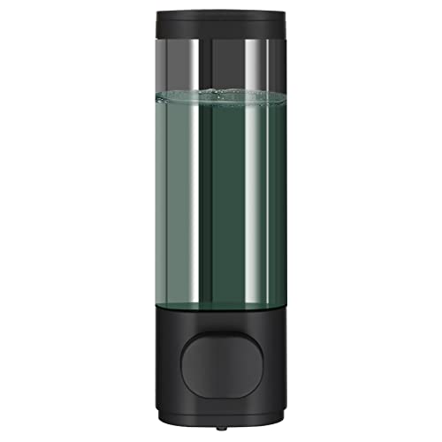 Pollock Shampoo and Conditioner Dispenser Wall Mounted | Shower Soap Dispenser 2 Chamber No Drill, Shampoo Dispenser for Shower, Body Wash Dispenser for Bathroom, Large Capacity - color: Black 1 Chamber