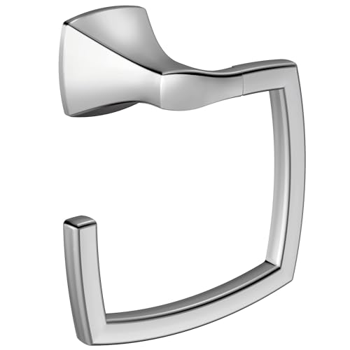 Moen YB5186CH Voss Collection Modern Square Wall Mount Bathroom Hand Towel Ring, Chrome (Pack of 2) - color: Chrome, size: 11.61 x 2.83 x 6.81 inches (Pack of 2)