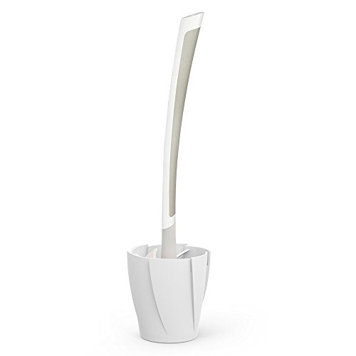 Better Living Products 17253 LOOEEZ Hygienic Toilet Squeegee/Brush, White with Grey | Premium Quality Flexible Rubber Toilet Brush and Quick Drying Holder Set, Deep Cleaning Blades Reach Under the Rim