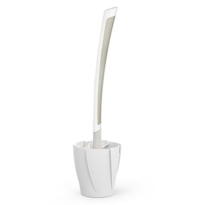 Better Living Products 17253 LOOEEZ Hygienic Toilet Squeegee/Brush, White with Grey | Premium Quality Flexible Rubber Toilet Brush and Quick Drying Holder Set, Deep Cleaning Blades Reach Under the Rim