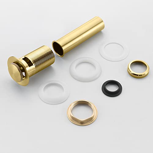 SUMERAIN Brass Pop Up Drain Stopper for Bathroom Sink | With Overflow, Brushed Gold, Easy Installation - size: S7304BG