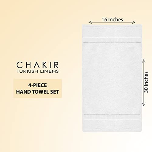 Chakir Turkish Linens 100% Cotton Premium Turkish Towels for Bathroom | 16'' x 30'' (4-Piece Hand Towel, White) - color: White
