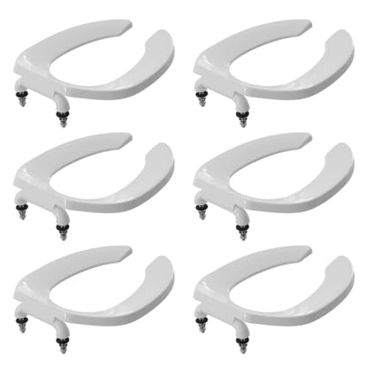 Commercial Heavy Duty Open Front Toilet Seat Without Cover, Thickened Material, Never Loosen, ELONGATED, White(18.5”), 6-Pack - size: Elongated-6-Pack