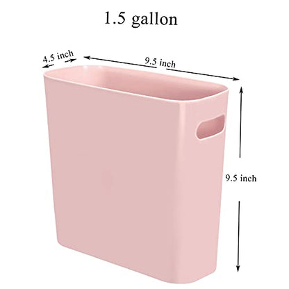 Youngever 1.5 Gallon Slim Trash Can, Plastic Garbage Container Bin, Small Trash Bin with Handles for Home Office, Living Room, Study Room, Kitchen, Bathroom (1 Pack Pink) - color: Pink