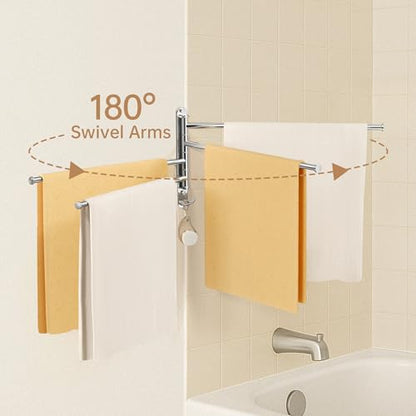 KES Swivel Towel Rack, Swing Arm Towel Bar 4-Arm Extra Long 19.5" Swing Out Towel Rack for Bathroom Wall, Hand Towel Rack Wall Mounted 18/8 Stainless Steel Polished Finish, A2103S4L50 | Swing Out Towel Rack for Bathroom Wall, Hand Towel Rack Wall Mounted,