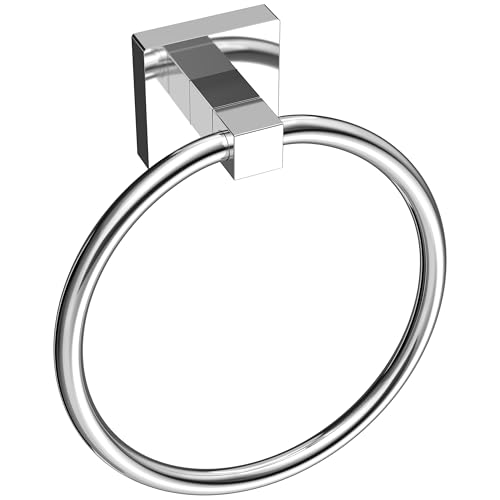 RUACQ Towel Ring, Hand Towel Holder for Bathroom Wall, Chrome | Wall Mounted Hand Towel Bar, 304 Stainless Steel Towel Hanger, Square Base, Round Towel Holder Design, Modern, Heavy Duty - color: Chrome, size: 1