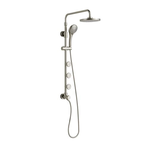 Lanikai Rain Shower Head with Handheld Spray Combo - 1028-BN-1.8GPM, Brushed Nickel - 8" Rain Showerhead with Handheld Sprayer, 3 Spray Jets, 5-Function Rainfall Shower Head with Hose, 1.8 GPM - color: Brushed Nickel, size: 1.8 GPM